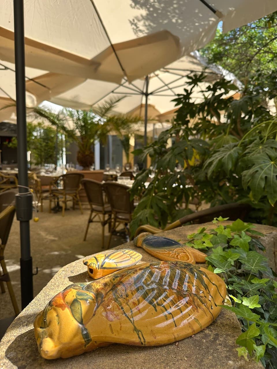 Terrasse extérieure du restaurant aux Milles